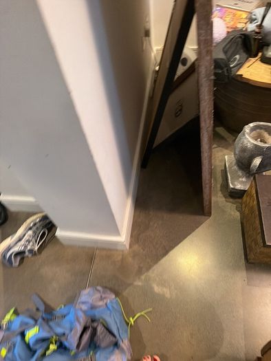 Hardwood bedside lockers, Ikea shelf and stool, Phil Kenyon putting mat