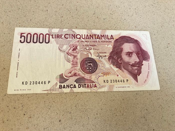 Italian 50,000 Lire Notes Bernini 1 series