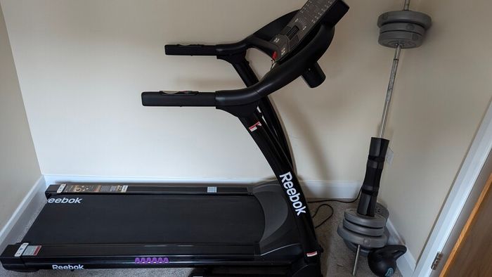 treadmill + free weights + Adidas Matt + kettlebell
