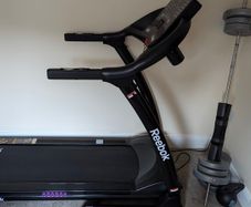 treadmill + free weights + Adidas Matt + kettlebell