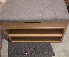 Wooden Shoe Storage Bench with Padded Seat in Very Good Condition
