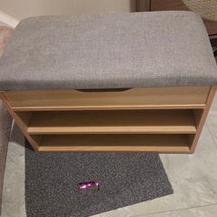 Wooden Shoe Storage Bench with Padded Seat in Very Good Condition