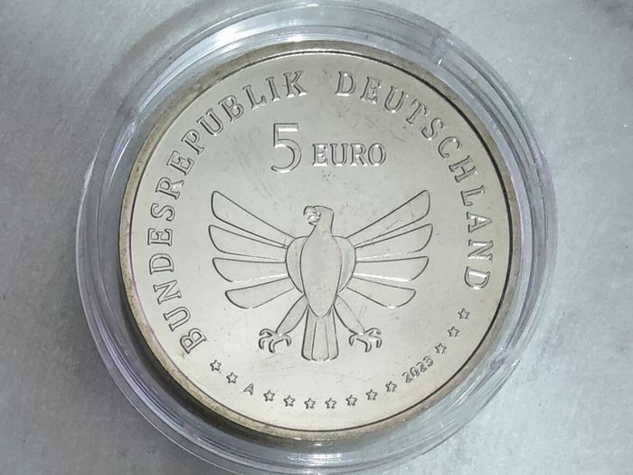 Germany 5 Euro Uncirculated Coin 2023 - Seven-Spot Ladybug - Wonderful World of Insects - Tarnished