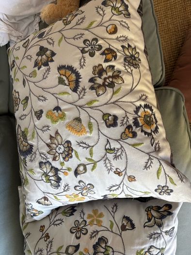Vintage  ikea discontinued ALVINE LOV Pair of Embroidered large feather cushions. Hardly used.