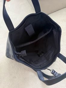Navy leather tote bag