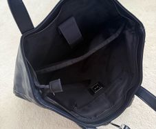 Navy leather tote bag