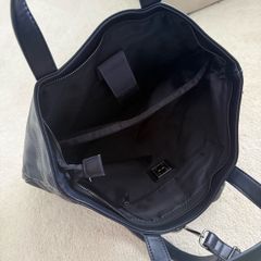 Navy leather tote bag