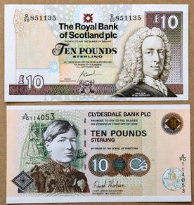 SCOTLAND - Set of 2 Banknotes: 10 Pounds 2006 2007 P 26 P 353b (aUNC)