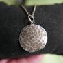 Vintage Sterling Silver 925 Pendant Hammered Round Pendant and Necklace Image 2