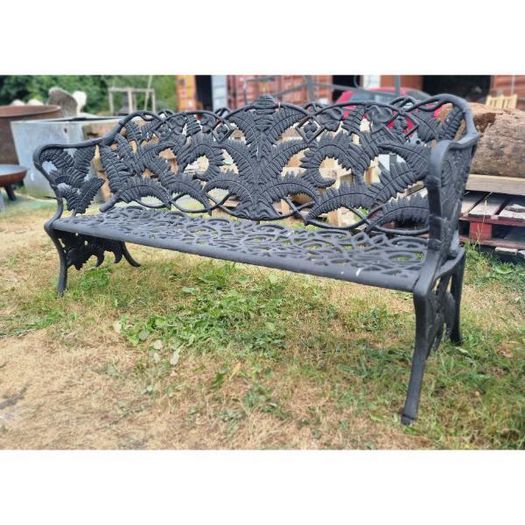 Bench Large Fern & Leaf Cast Iron Black CH R 713 B