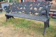 Bench Large Fern &amp; Leaf Cast Iron Black CH R 713 B