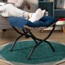 Foldable Footstool Foot Rest Stool Folding Footstools for Living Room Garden Balcony Velvet Leg Rest Sofa Small Ottoman with Metal Legs, Dark Blue Image 2