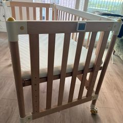 Babycare Solid Wood Baby Cot with Mattress & Thermometer