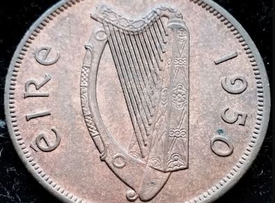 [#26] - Ireland 1950 | 1 Penny | Irish 1d | Irish Penny | KM.11 | UNC