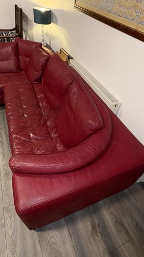 Natuzzi Red Leather Sofa