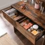 Dressing table with mirror, modern dressing table with 2 drawers and open shelves, rectangular cosmetic table, dressing table, for make-up, bedroom, vintage brown Image 3