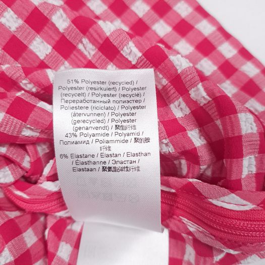 Ganni Red Pink White Gingham Check Ruched Tube Top 20UK/48EU