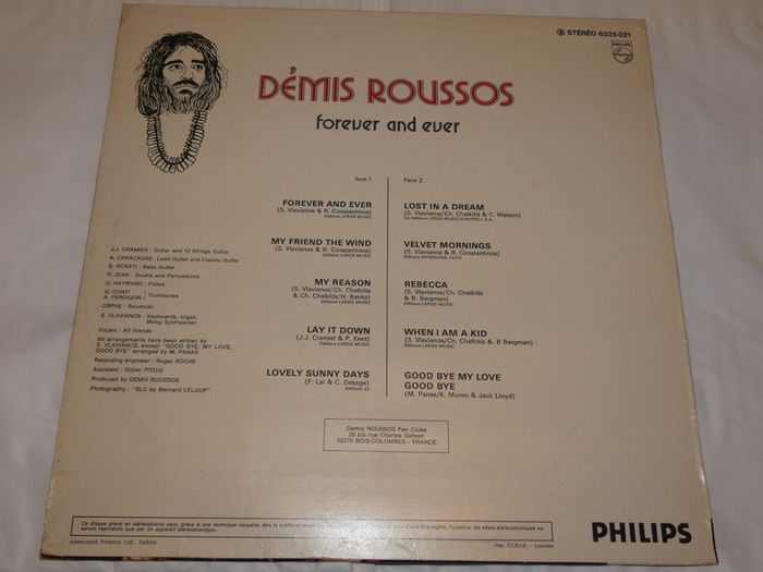 Demis Roussos Forever And Ever Irish Pressing 1974 Lp