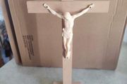 13" Hand Carved Standing Crucifix - Altar or Desktop Cross - PEMA Woodcarvings
