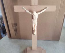 13" Hand Carved Standing Crucifix - Altar or Desktop Cross - PEMA Woodcarvings