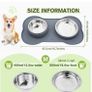 Pecute Dog Bowls Non Slip, Stainless Steel Double Bowls Set with Non-Spill Silicone Mats Tray. Image 3