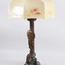 1930s Art Deco bronze/metal lamp with original shade Image 6