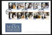 2008 Isle of Man New Manx Worthies Personalities from Book Commemorative Stamps First Day Cover (FDC)