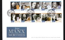 2008 Isle of Man New Manx Worthies Personalities from Book Commemorative Stamps First Day Cover (FDC)