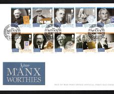 2008 Isle of Man New Manx Worthies Personalities from Book Commemorative Stamps First Day Cover (FDC)