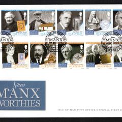 2008 Isle of Man New Manx Worthies Personalities from Book Commemorative Stamps First Day Cover (FDC)
