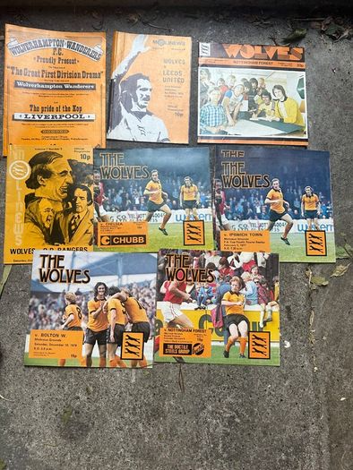 9 vintage Wovles FC football programmes