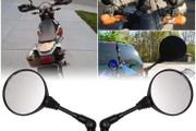Motorcycle Motorbike Motor Bike Cycle Black Universal 10mm Side Mirror Rearview Mirror Anti-fall Folding Round Mirror