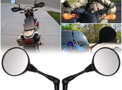 Motorcycle Motorbike Motor Bike Cycle Black Universal 10mm Side Mirror Rearview Mirror Anti-fall Folding Round Mirror