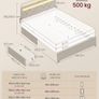 Double Bed Frame LED Metal Bed, 4 Drawers, Charging Station, Adjustable Padded Headboard Beige Image 2