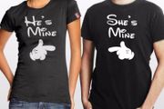 He's mine and she's mine shirts with Mickey hand - couple shirts - matching wedding gift present idea