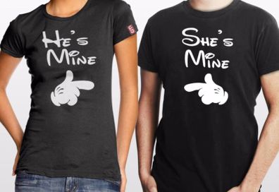 He's mine and she's mine shirts with Mickey hand - couple shirts - matching wedding gift present idea