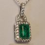 Beautiful Emeraldine & Zircon Pendant in Rhodium Plated Sterling Silver Image 5