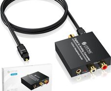 192KHZ Optical to RCA Converter Pure&Clear Sound Digital to Analog Audio Converter Support|3.5mm&RCA Output|Lightweight|Aluminum Metal Case|PCM or LPCM Audio Format| for HDTV Blu Ray DVD etc