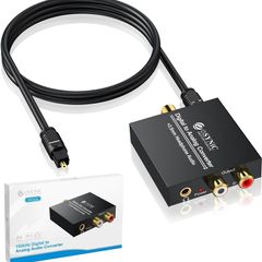 192KHZ Optical to RCA Converter Pure&Clear Sound Digital to Analog Audio Converter Support|3.5mm&RCA Output|Lightweight|Aluminum Metal Case|PCM or LPCM Audio Format| for HDTV Blu Ray DVD etc