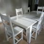 Solid wood extending dining table & 6 chairs-upcycling project Image 4