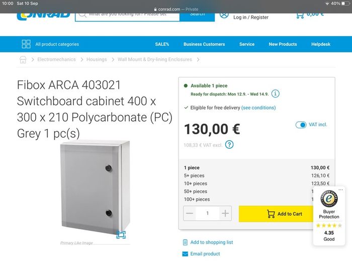 Electrical Distribution Box. Fibroid Arca 8120007
