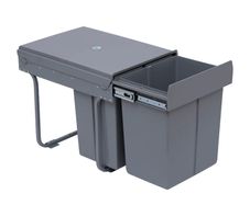 40L Pull Out Kitchen Recycle Waste Bin with Soft Close Dustbin Recycling Cabinet Trash Can Grey (1x20L+2x10L))