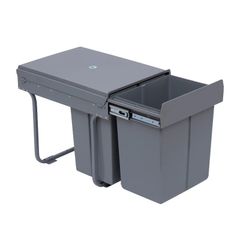 40L Pull Out Kitchen Recycle Waste Bin with Soft Close Dustbin Recycling Cabinet Trash Can Grey (1x20L+2x10L))