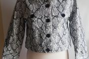 Monki Faux Leather Snake Print Crop Ladies Jacket Grey New With Tags CAN POST
