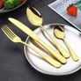 24-Piece Mirror Polished Gold Unique Wooden Box Design for Gift, Stainless Steel Flatware Set, Silverware Set with Spoon Knife and Fork Set, Service for 6 Image 2