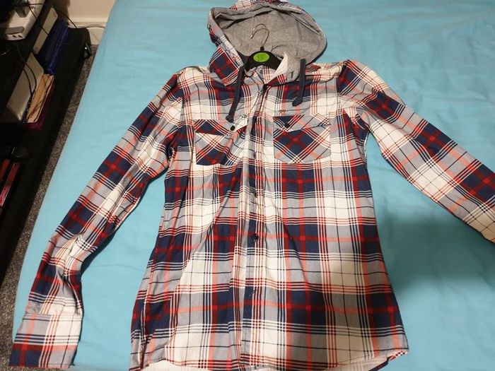 cedarwood state red blue white grey long sleeve shirt with hoodie