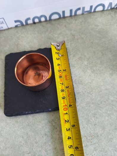 Copper and Slate Square Candle Holder. 10 cm