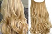 Hair Extension 18 Inch Invisible Adjustable Wire Hair Piece Curly Wavy Long Synthetic Hairpieces for Women Natural Heat Temperature Fiber (18 Inch (Pack of 1), Honey Blonde/Bleach (MULTIPLE COLOURS AVAILABLE)