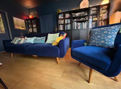 Velvet Sofa Bed and Swivel Chair Bundle 375 Excellent Condition