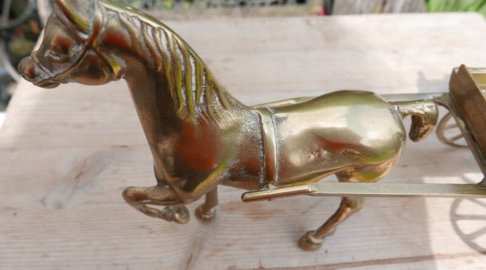 Horse Pulling a Carriage - Sculpture - figurine - statue - Vintage Solid Brass